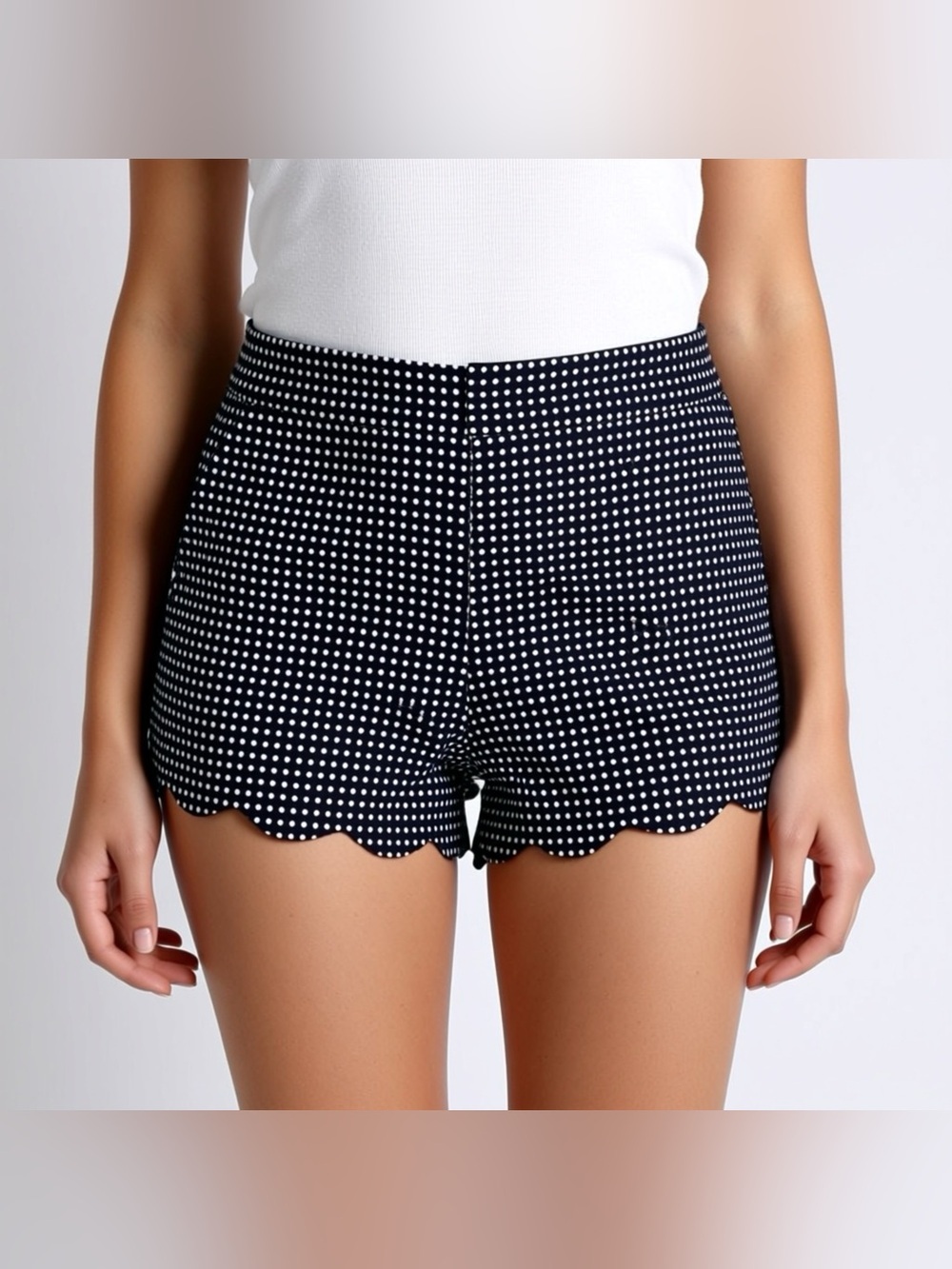 CLUB MONACO Shorts Navy Blue Polka Dot Scalloped Hem Size 4
